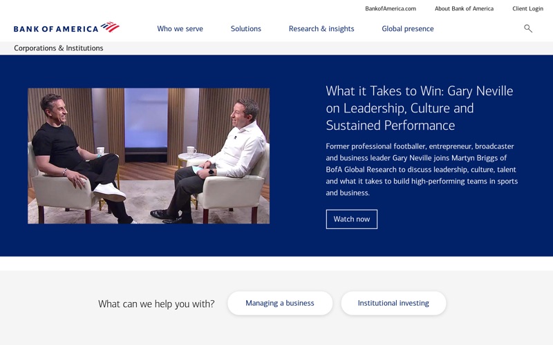 Bank of America website preview